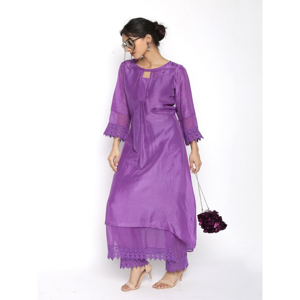 HANDME Elegant Purple Silk Suit (Set of 4)