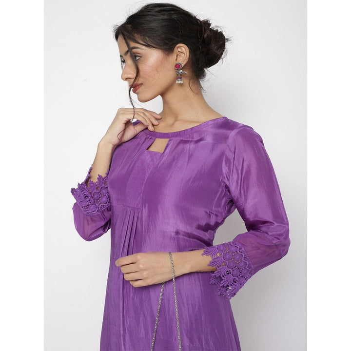 HANDME Elegant Purple Silk Suit (Set of 4)