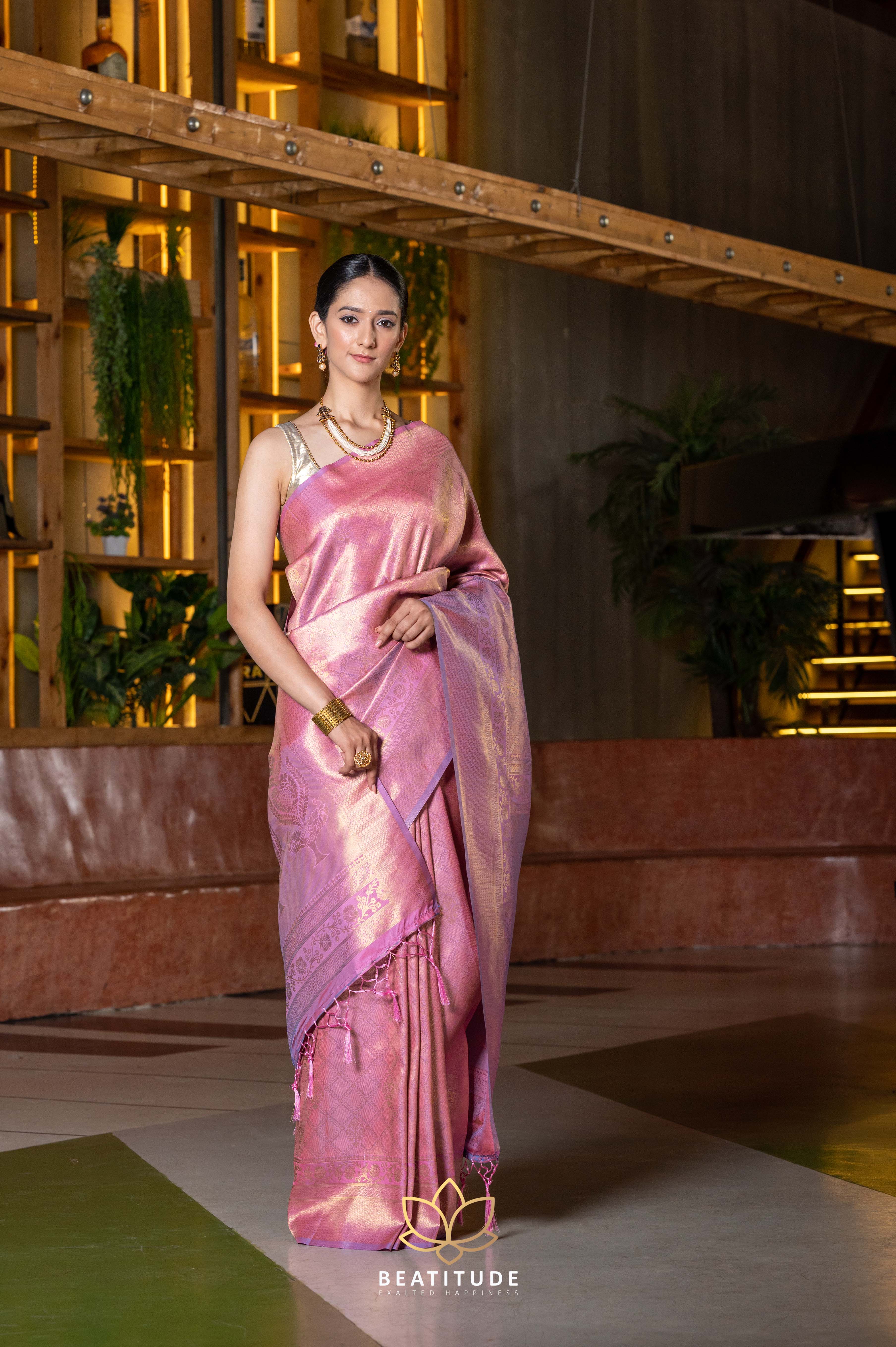 Buy Magenta Pink Kanjivaram Silk Saree KALKI Fashion India