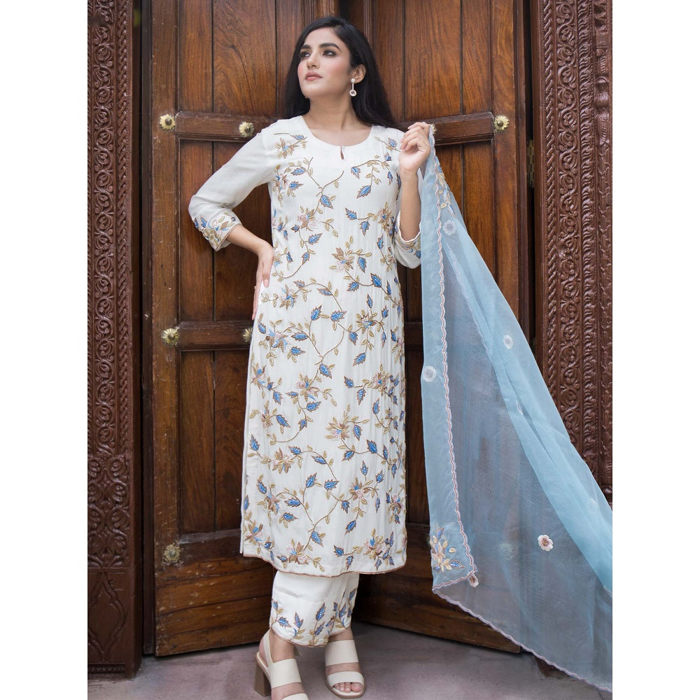 House Of Muher Raina White Suit Set (Set of 3)