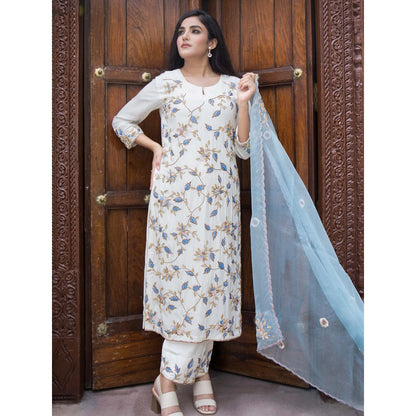 House Of Muher Raina White Suit Set (Set of 3)