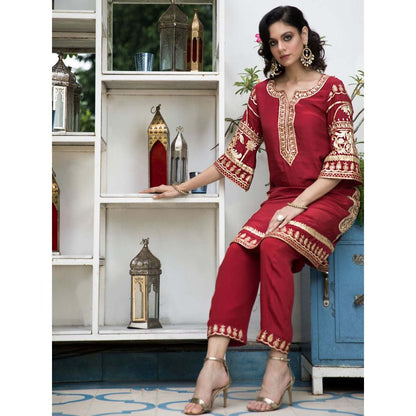 House Of Muher Alizeh Red Suit Set (Set of 3)