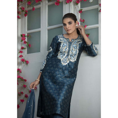 House Of Muher Umaira Navy Blue Suit Set (Set of 3)