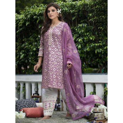 House Of Muher Niva Purple Suit Set (Set of 3)