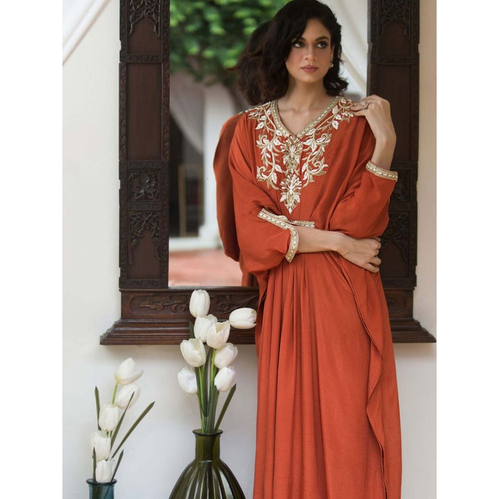 House Of Muher Gul Rust Kaftan