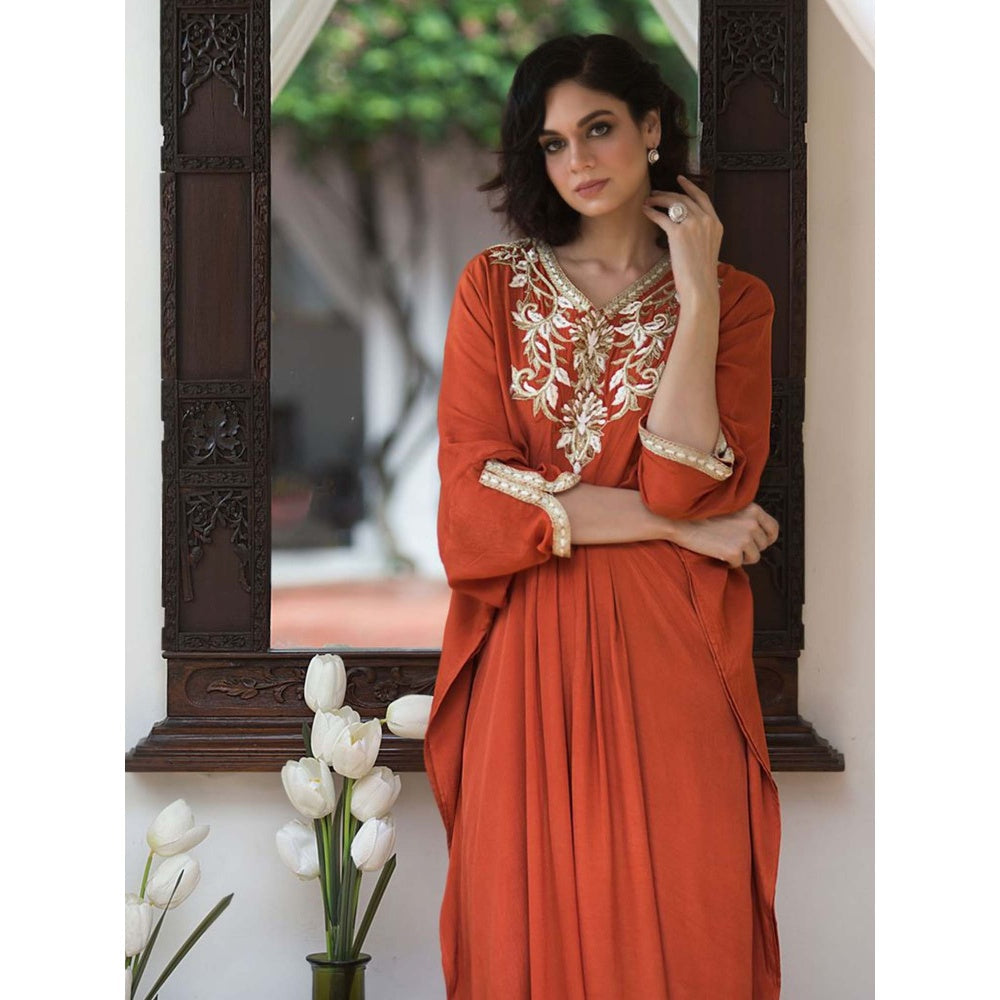 House Of Muher Gul Rust Kaftan