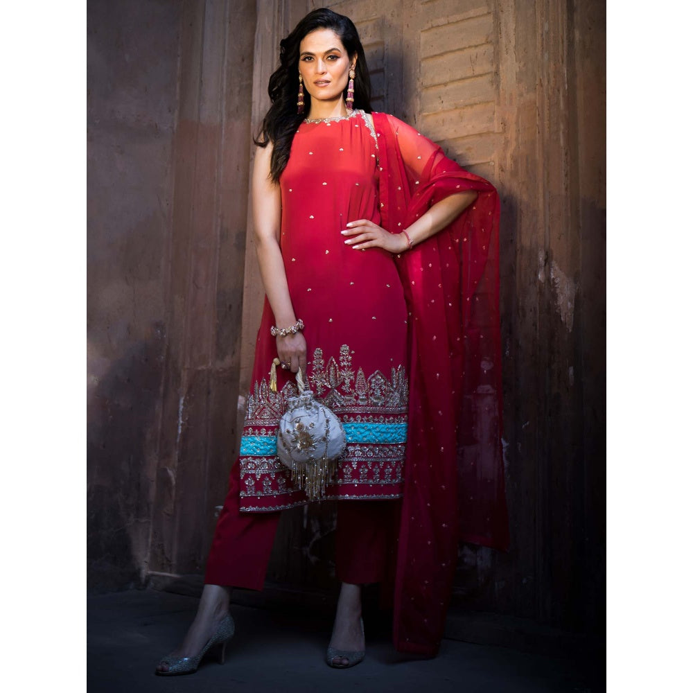 House Of Muher Aisha Red Suit Set (Set of 3)