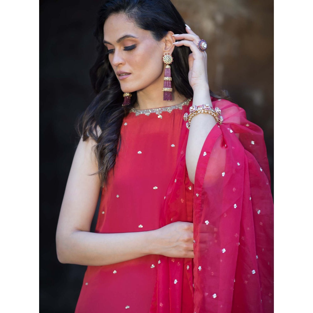 House Of Muher Aisha Red Suit Set (Set of 3)