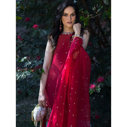 House Of Muher Aisha Red Suit Set (Set of 3)