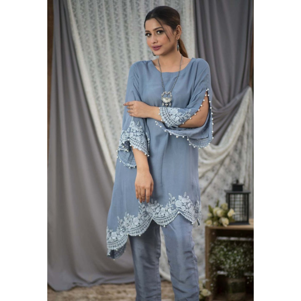 House Of Muher Banafsha Grey Kurta Set (Set of 2)