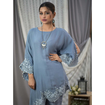House Of Muher Banafsha Grey Kurta Set (Set of 2)