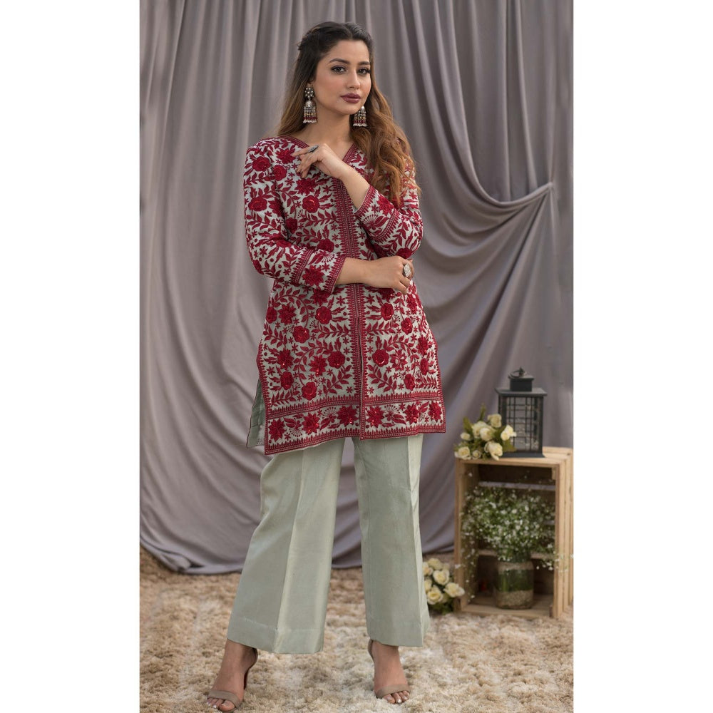 House Of Muher Ghazal Grey Kurta Set (Set of 2)