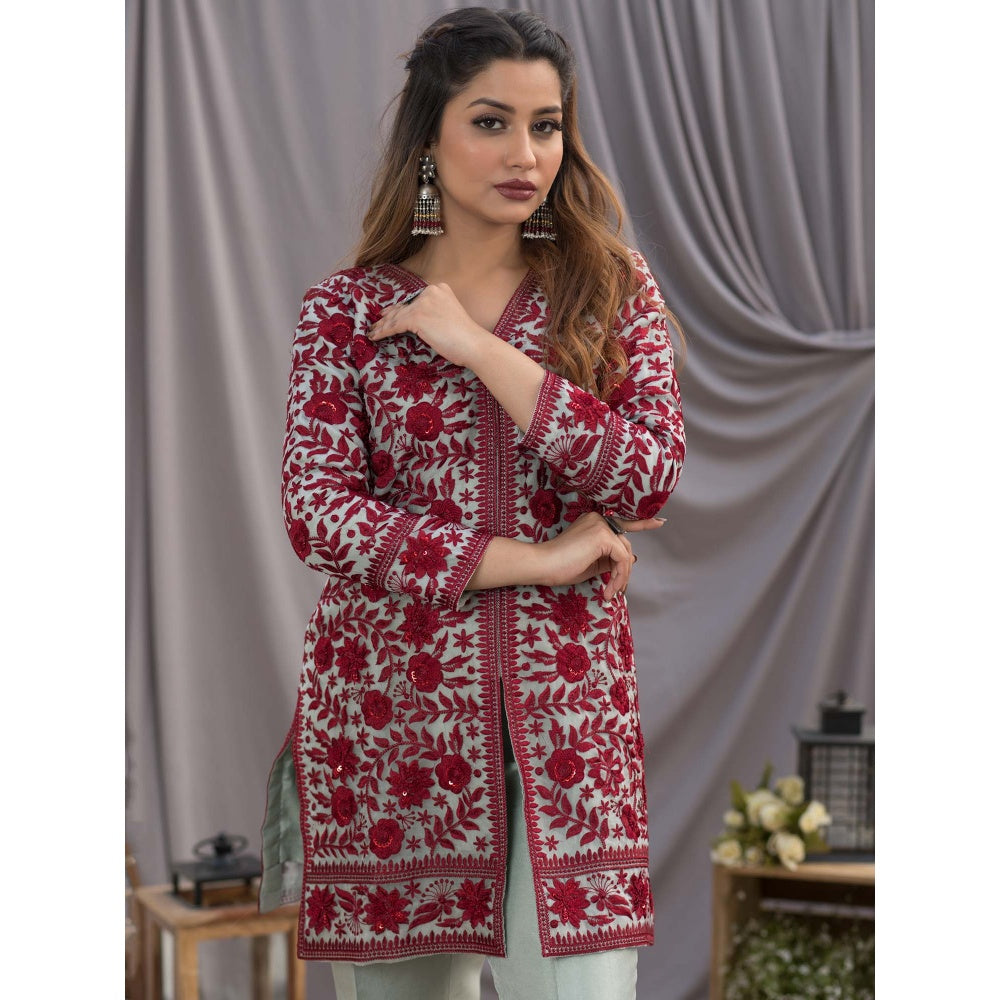 House Of Muher Ghazal Grey Kurta Set (Set of 2)
