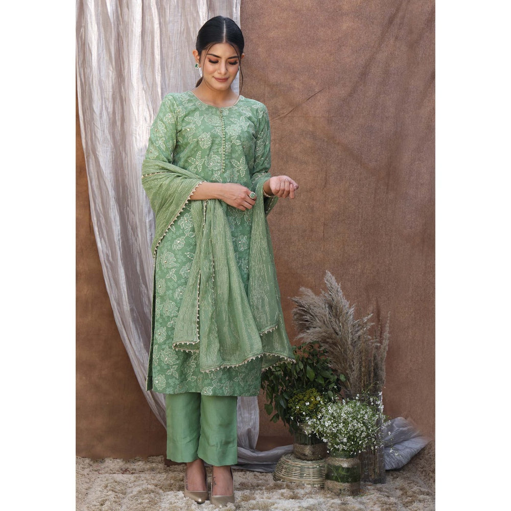 House Of Muher Gulzaar Green Suit Set (Set of 3)