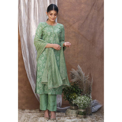 House Of Muher Gulzaar Green Suit Set (Set of 3)