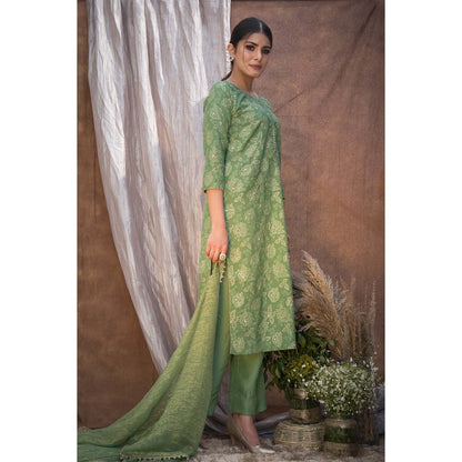 House Of Muher Gulzaar Green Suit Set (Set of 3)