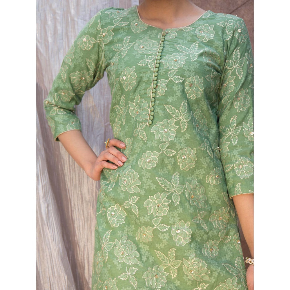 House Of Muher Gulzaar Green Suit Set (Set of 3)