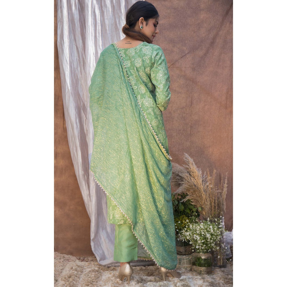 House Of Muher Gulzaar Green Suit Set (Set of 3)