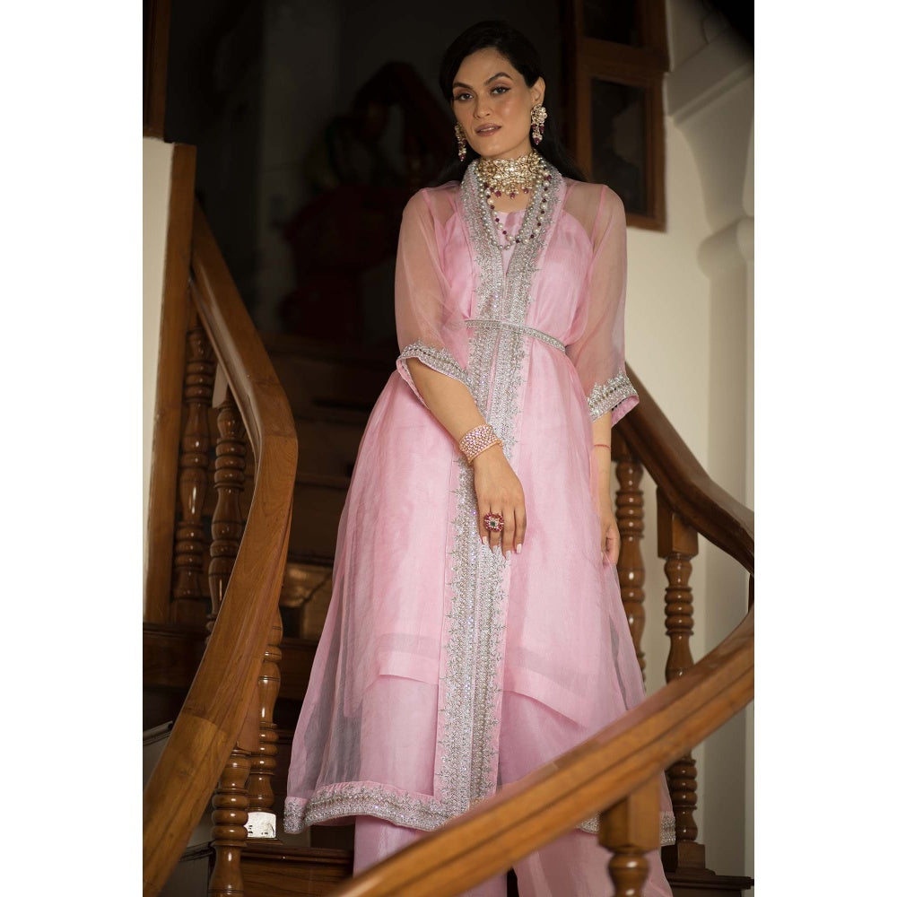 House Of Muher Gulafshaan Pink Jacket Set (Set of 4)