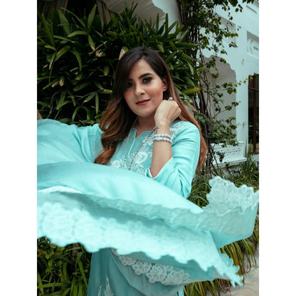 House Of Muher Anabia Turquoise Suit Set (Set of 3)