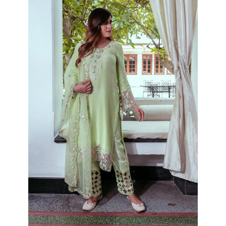 House Of Muher Sumaira Green Suit Set (Set Of 3)