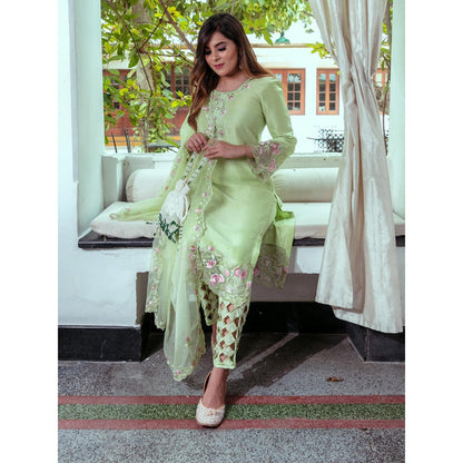 House Of Muher Sumaira Green Suit Set (Set of 3)