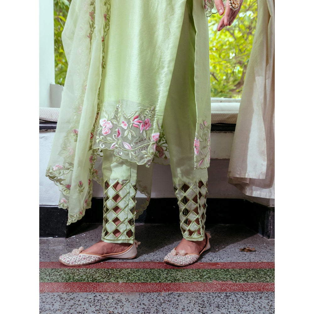 House Of Muher Sumaira Green Suit Set (Set of 3)