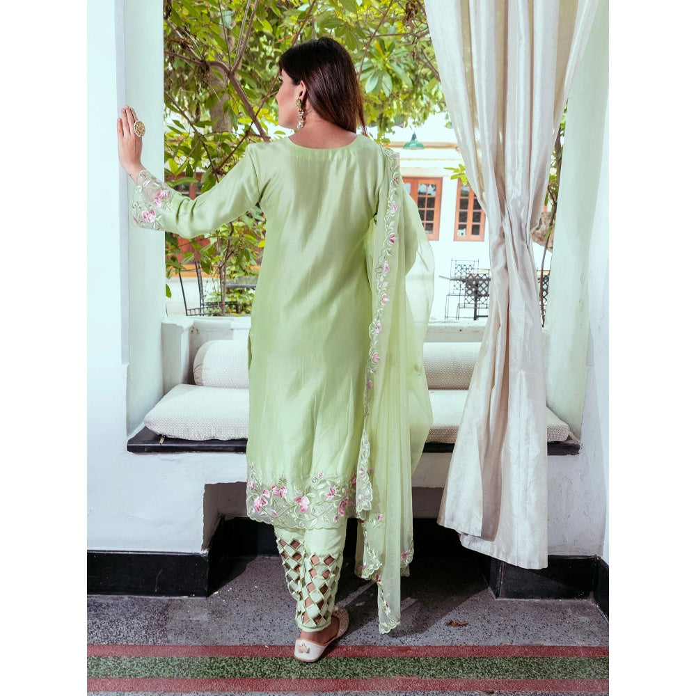 House Of Muher Sumaira Green Suit Set (Set of 3)