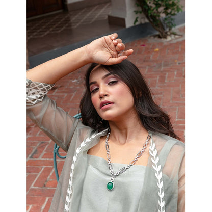 House Of Muher Mahnoor Grey Jacket Set (Set of 3)