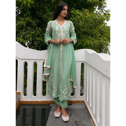 House Of Muher Saba Green Suit Set (Set of 3)