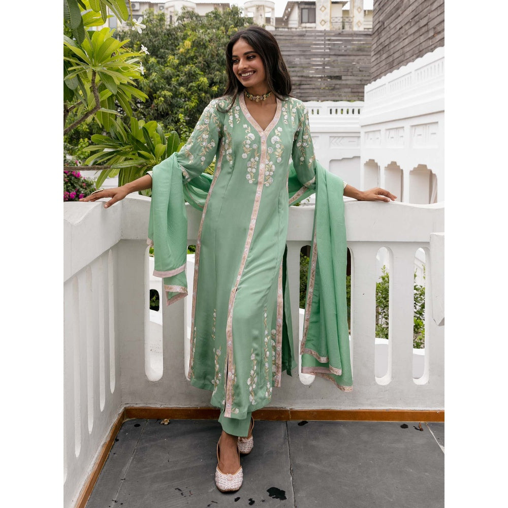 House Of Muher Saba Green Suit Set (Set of 3)