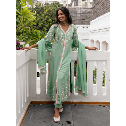 House Of Muher Saba Green Suit Set (Set of 3)