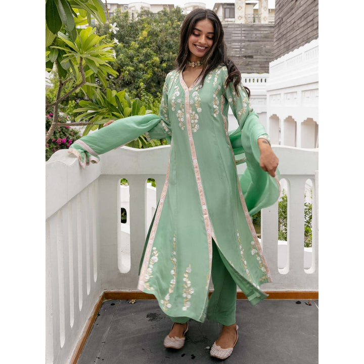 House Of Muher Saba Green Suit Set (Set Of 3)