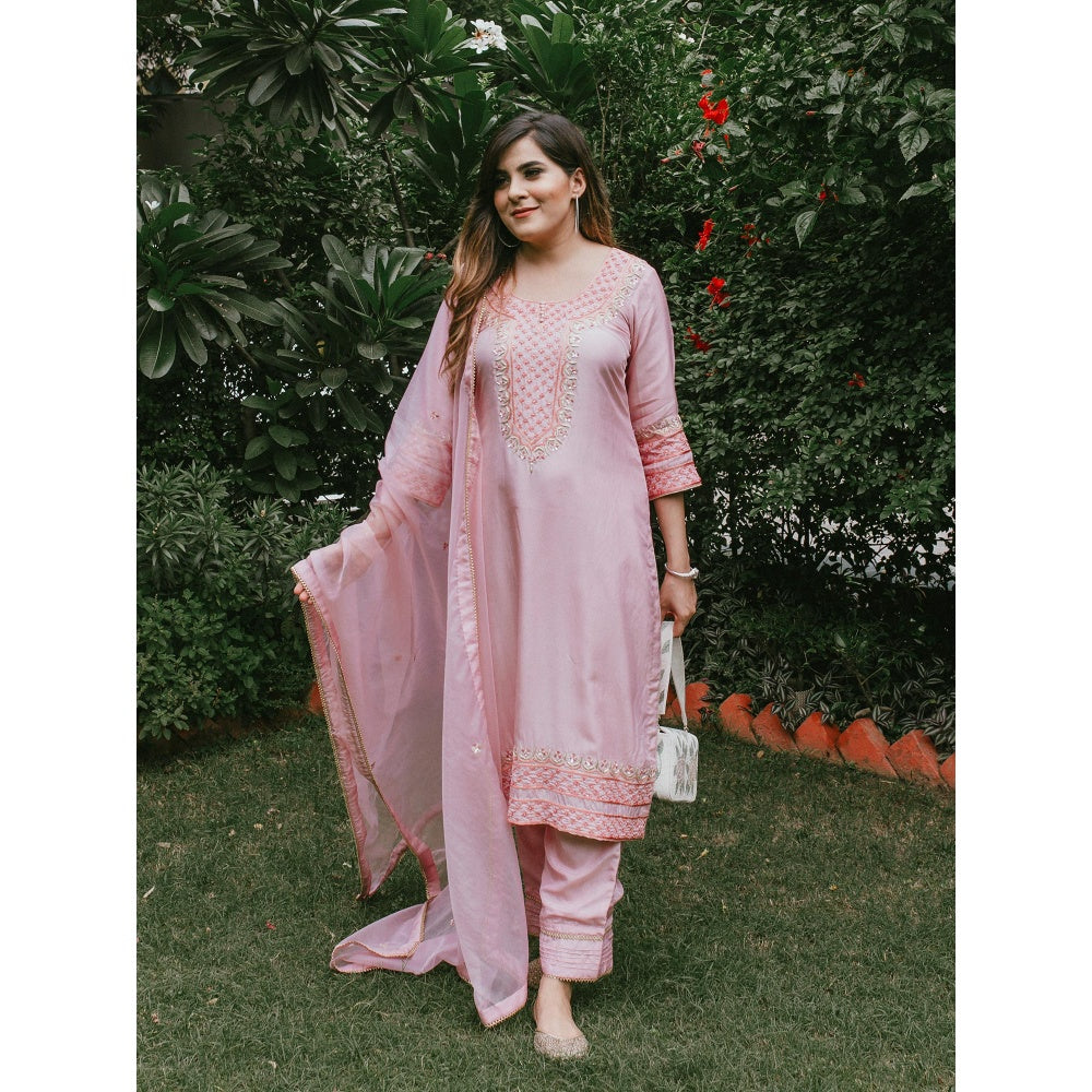 House Of Muher Ahana Pink Suit Set (Set of 3)