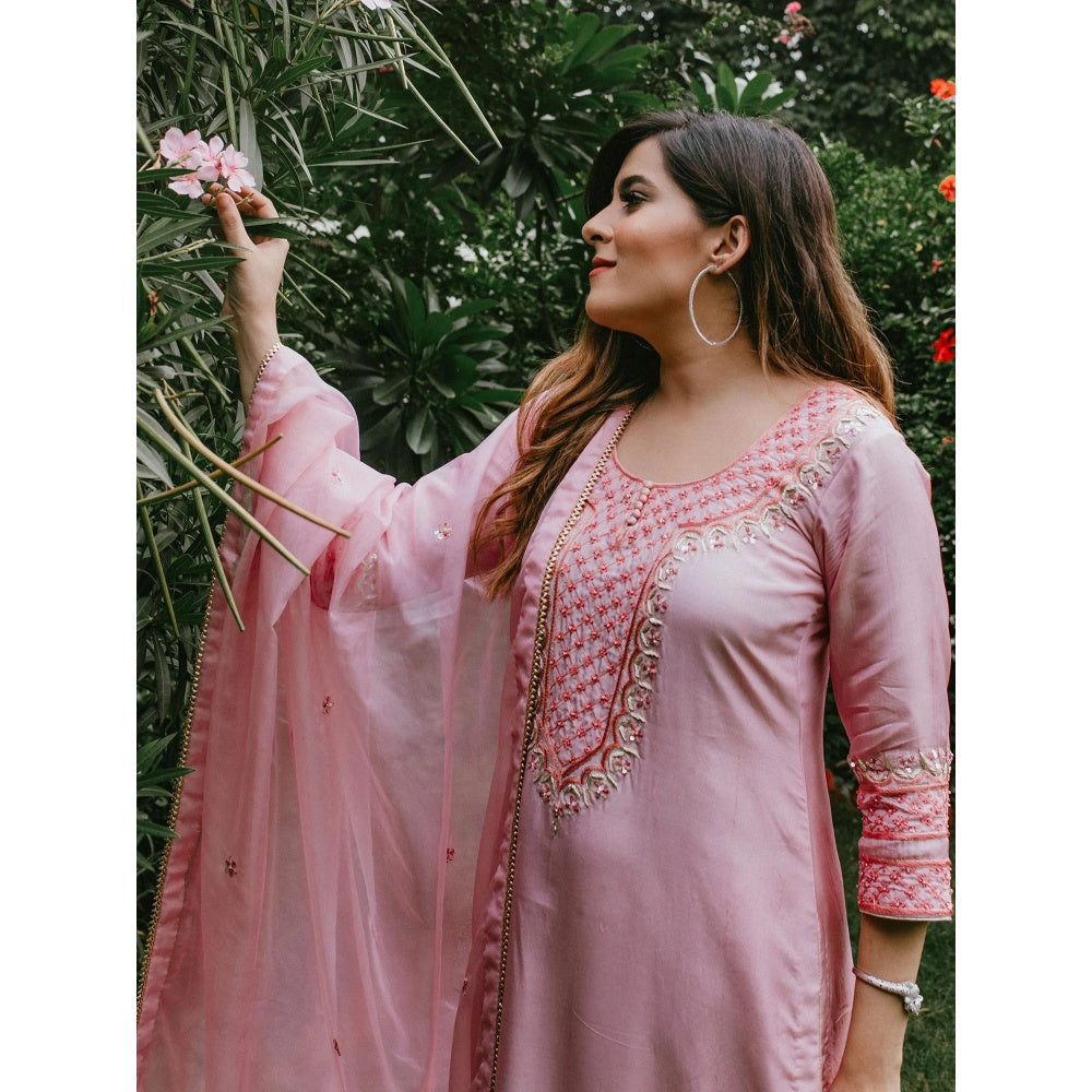 House Of Muher Ahana Pink Suit Set (Set of 3)