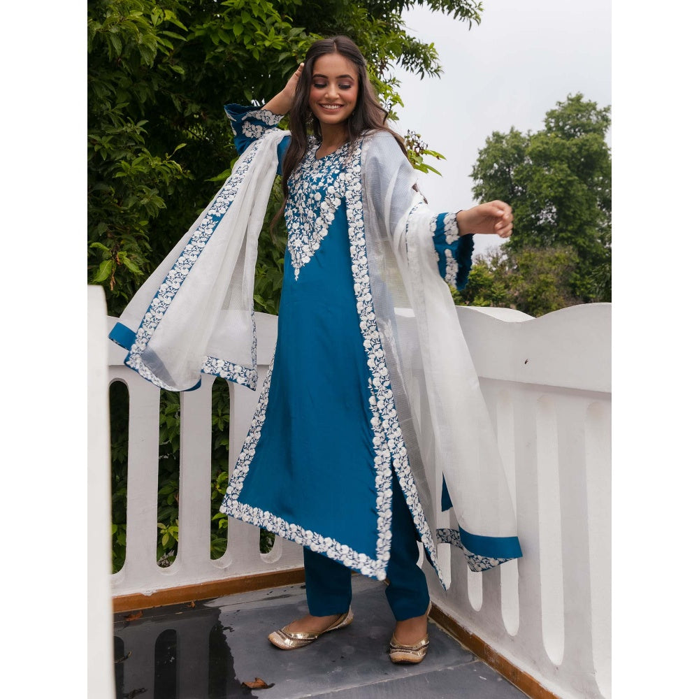 House Of Muher Rahma Teal Suit Set (Set of 3)