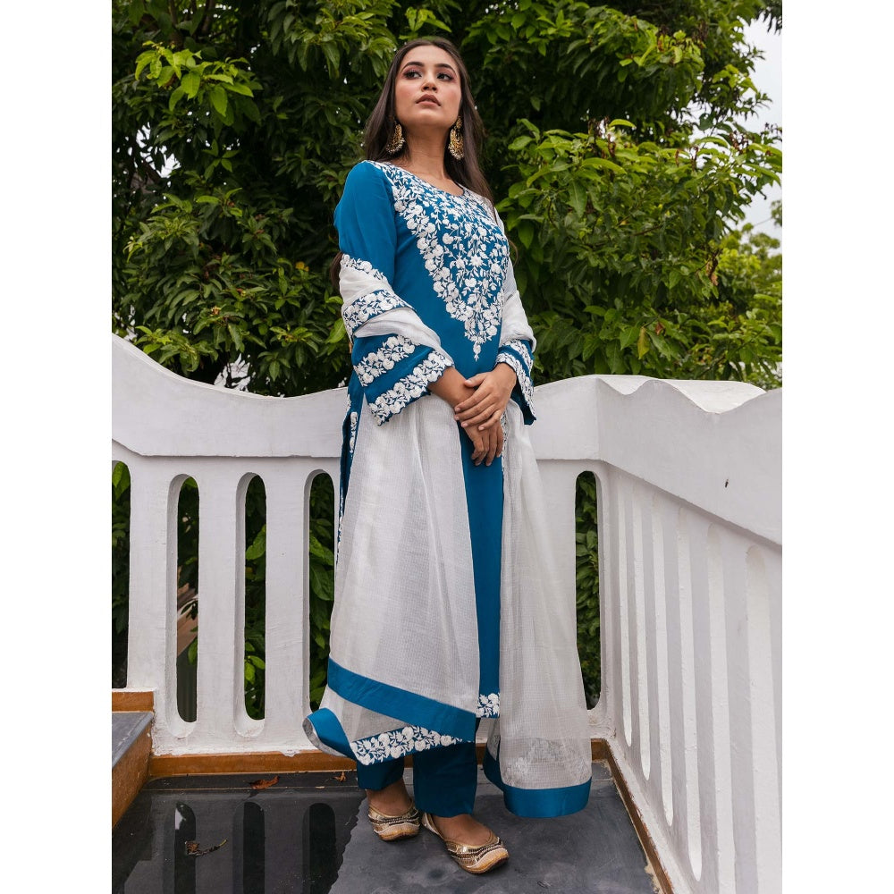 House Of Muher Rahma Teal Suit Set (Set of 3)