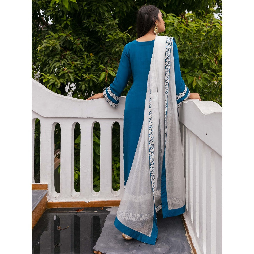 House Of Muher Rahma Teal Suit Set (Set of 3)