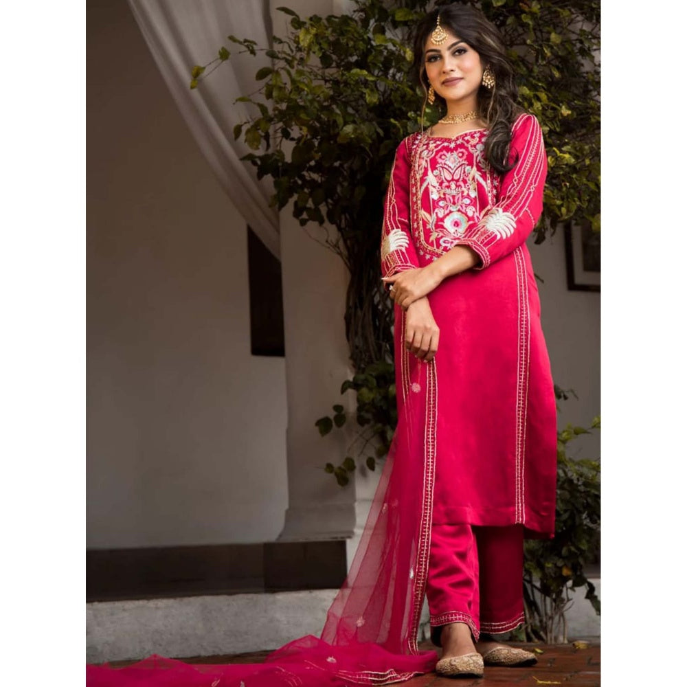 House Of Muher Seerat Red Suit Set (Set of 3)