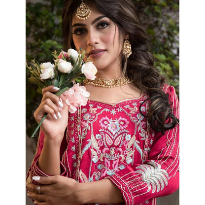 House Of Muher Seerat Red Suit Set (Set of 3)