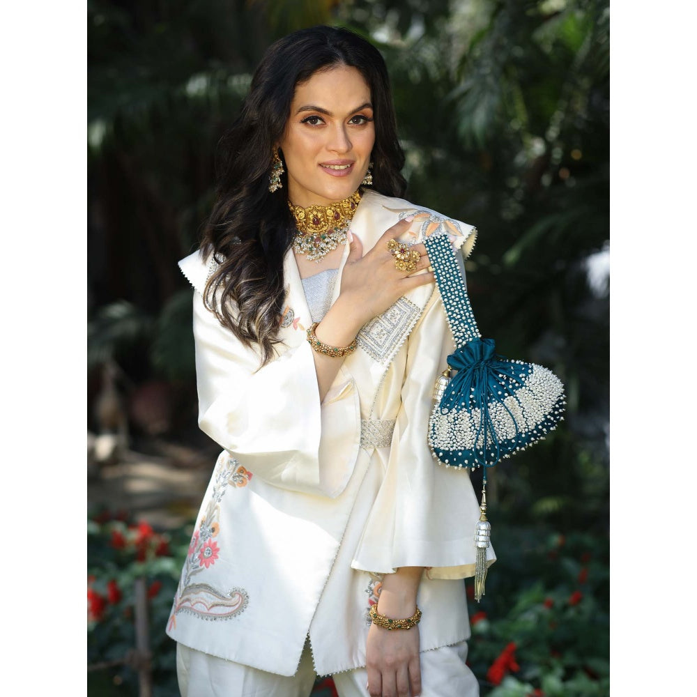 House Of Muher Mahira Off White Jacket Set (Set of 3)