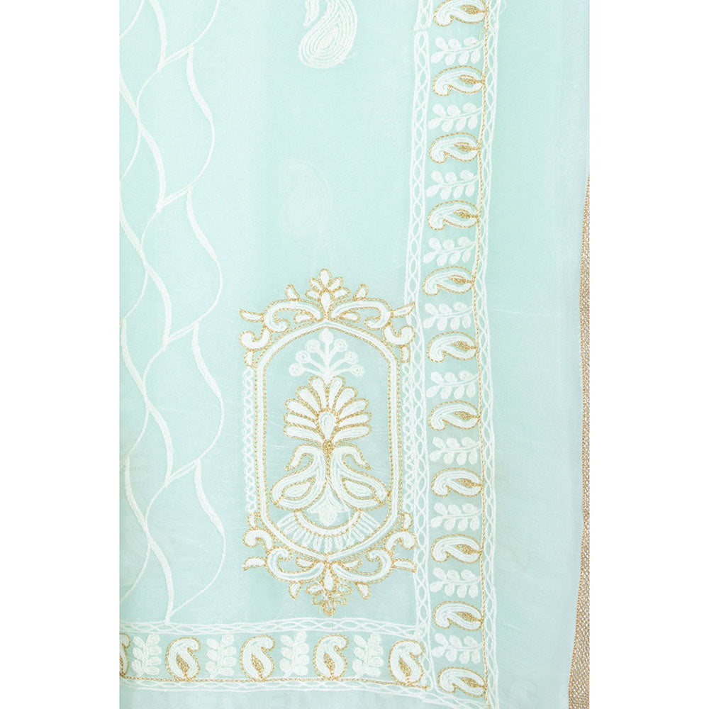 HOUSE OF JAMOTI Light Blue Traditional Motif Saree with Unstitched Blouse