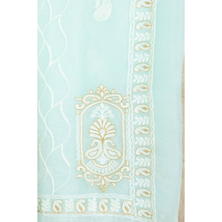 HOUSE OF JAMOTI Light Blue Traditional Motif Saree with Unstitched Blouse