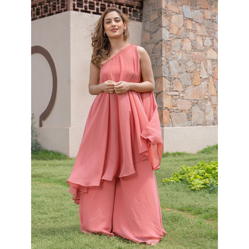 HOUSE OF JAMOTI Pink Co-Ord with Shrug (Set of 3)