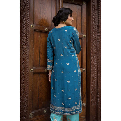 House Of Muher Aashna Teal Blue Kurta Set
