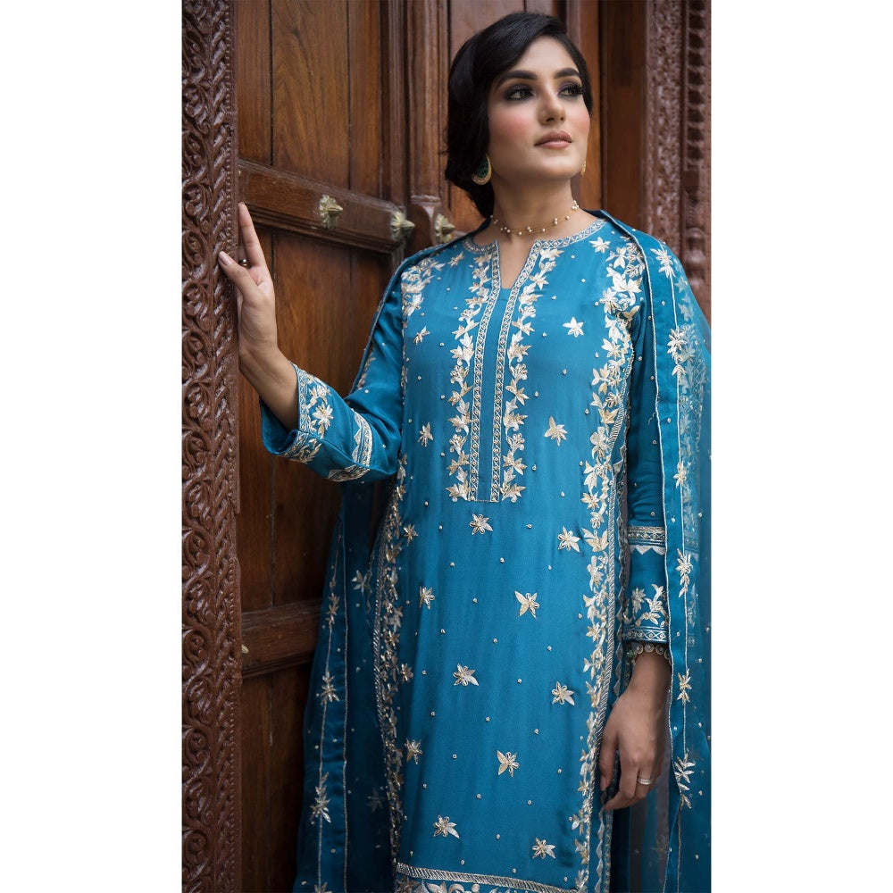 House Of Muher Aashna Teal Blue Kurta Set