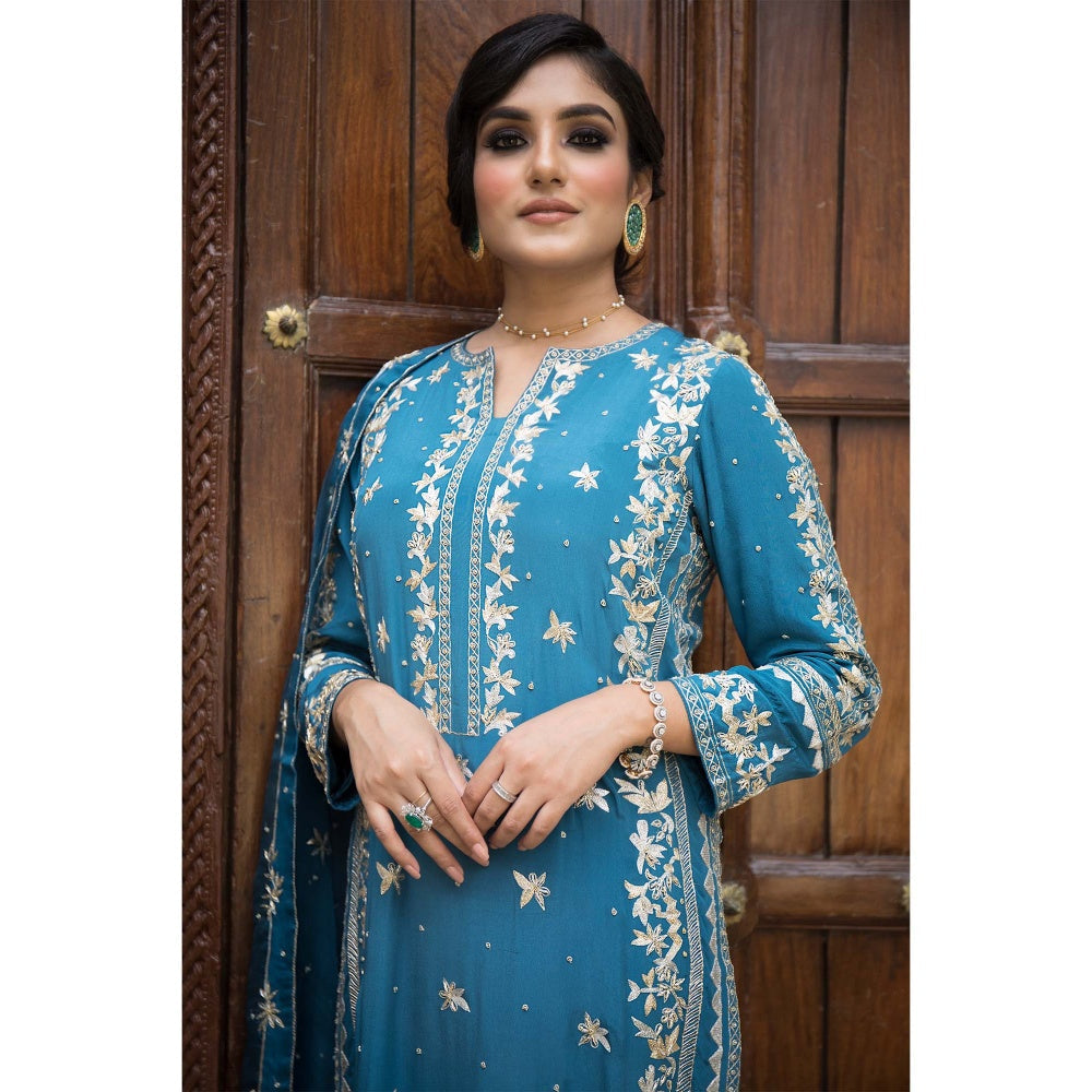 House Of Muher Aashna Teal Blue Kurta Set