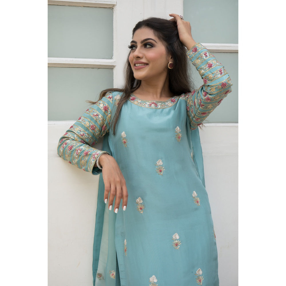 House Of Muher Mehar Aqua Blue Kurta Set