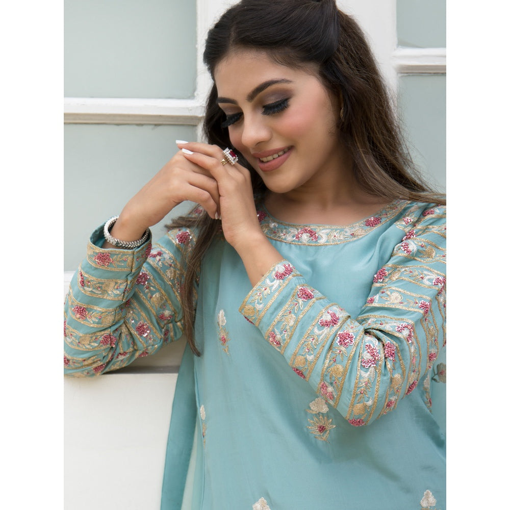 House Of Muher Mehar Aqua Blue Kurta Set