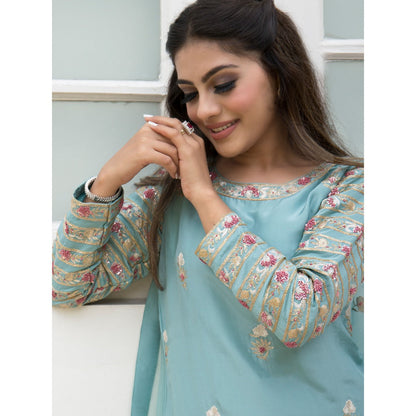 House Of Muher Mehar Aqua Blue Kurta Set